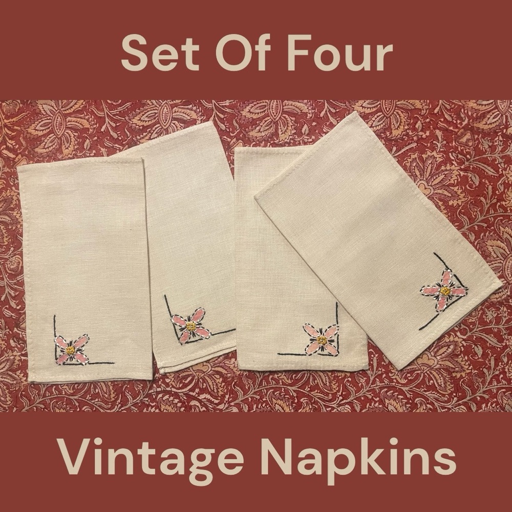 Vintage Linen Napkins (Set of 4)
